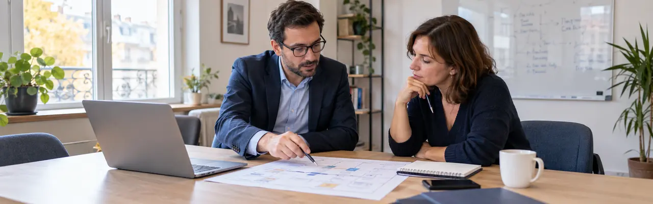 Consultant présentant les conclusions d’un audit informatique